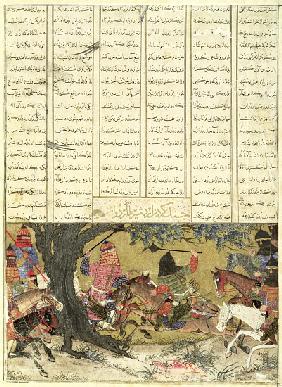 Ardashir Battling Bahman, the Son of Ardavan, illustration from the 'Shahnama' (Book of Kings), by A