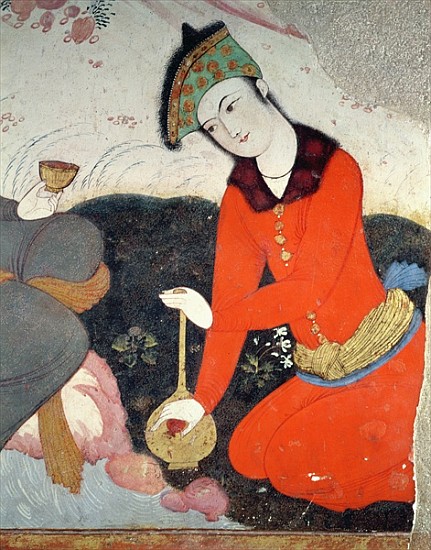 Courtier at the Court of Shah Abbas I (detail) from Persian School