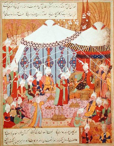 Or.1359 fol. 35 v. Sultan Bayazid Captured by Timur (1370-1405) from the Zafenamah from Persian School