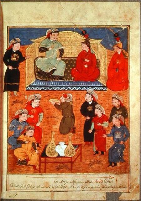 Ms. Supp. Pers. 1113 fol.203v Arghan Khan with two of his wives and his son Ghazan from Persian School