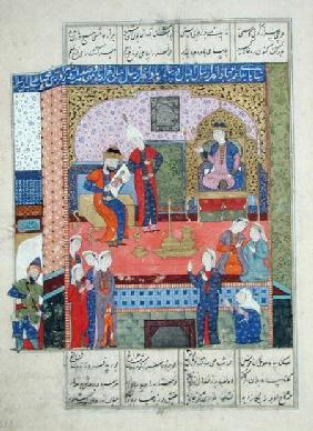 Ms D-184 fol.381a Interior of the King of Persia's Palace, illustration from the 'Shahnama' (Book of