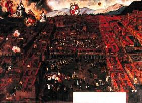View of Cuzco at the time of the earthquake of 1650