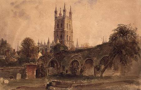 Gloucester Cathedral with the Ruins of St. Catherine's Church from Peter de Wint