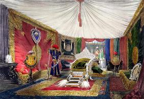 View of the tented room and ivory carved throne, in the India section of the Great Exhibition of 185