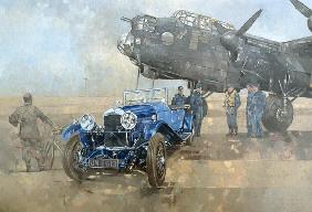 Able Mable and the Blue Lagonda (oil on canvas) 