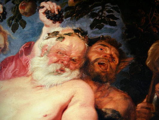 Drunken Silenus Supported by Satyrs, c.1620 (oil on canvas) (detail of 259760) from Peter Paul Rubens