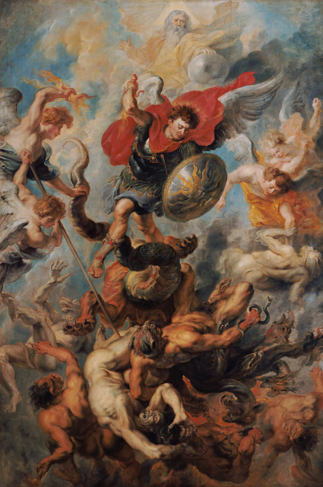 The Engelsturz. Archangel Michael in the - Peter Paul Rubens as art print  or hand painted