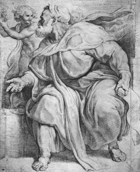 The Prophet Ezekiel, after Michangelo Buonarroti (pierre noire & red chalk on paper) from Peter Paul Rubens
