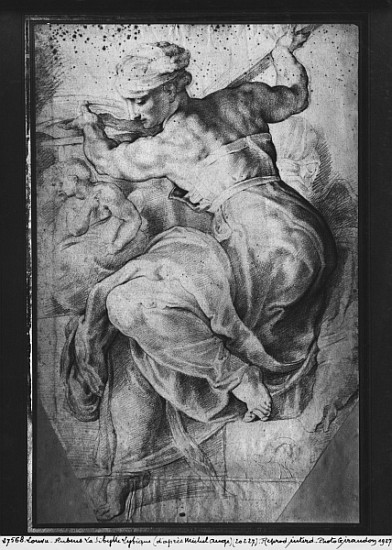 The Libyan Sibyl, after Michangelo Buonarroti (pierre noire & red chalk on paper) from Peter Paul Rubens