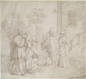 Drawing for Goethes Faust: The Stroll in the Garden