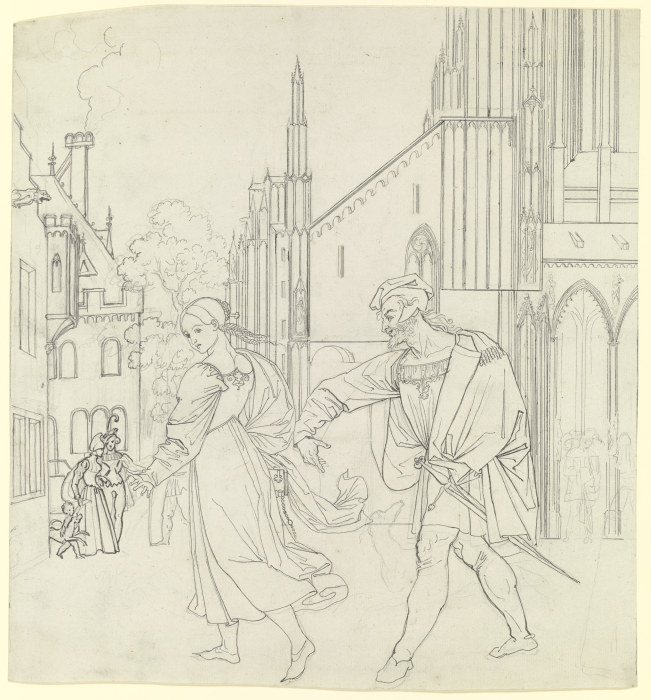 Szene am Ausgang der Kirche from Peter von Cornelius