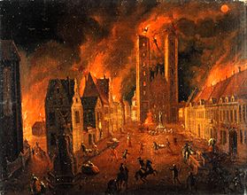 Fire of the cathedral to Breslau from Philip Anton Bartsch