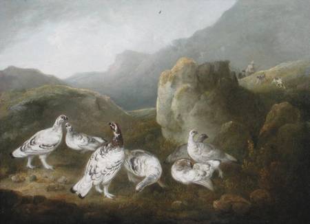 Ptarmigan in a Mountainous Landscape with Sportsmen and Dogs Beyond from Philip Reinagle