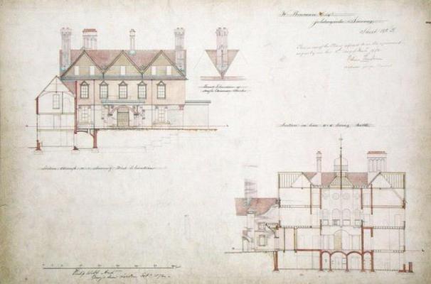 Design for the Red House, Bexley Heath (pen and ink and w/c on paper) from Philip Webb