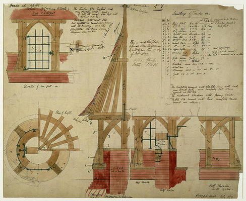 Plans for the Red House, Bexley Heath (pen and ink and w/c on paper) from Philip Webb
