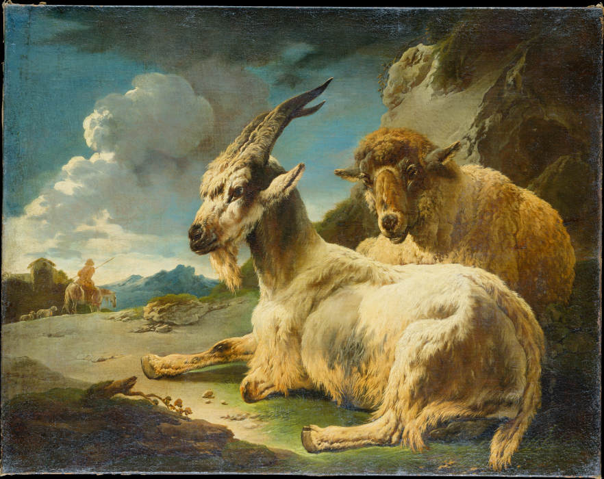 Sheep and Goat in a Rocky Landscape, from Philipp Peter Roos