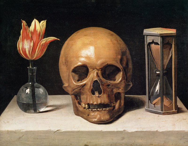 Vanitas Still Life with a Tulip, Skull and Hour-Glass from Philippe de Champaigne