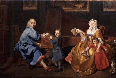 Burckhardt Tschudi with his wife and two children from Philippe Mercier