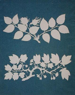 A Rose Branch and Jasmin Branch (collage on paper) from Phillip Otto Runge