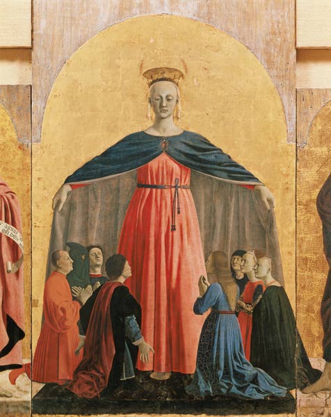 The Madonna of Mercy, central panel from the Misericordia altarpiece from Piero della Francesca