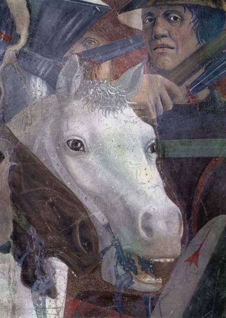 The Legend of the True Cross, the Battle of Heraclius and Chosroes, detail of a horse and a soldier from Piero della Francesca