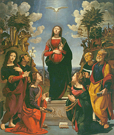 Mariae unbefleckte Empfängnis  umgeben von sechs Heiligen from Piero di Cosimo