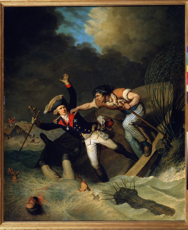 The Death of Duke Leopold of Brunswick during a flood in Brunswick in 1785 from Pierre Alexandre Wille