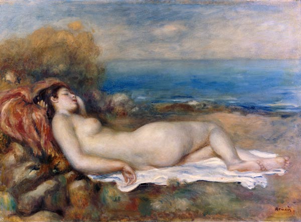 Resting taking a bath on the shore of the sea. from Pierre-Auguste Renoir