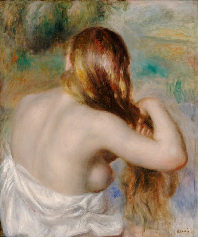 Blonde Braiding Her Hair from Pierre-Auguste Renoir