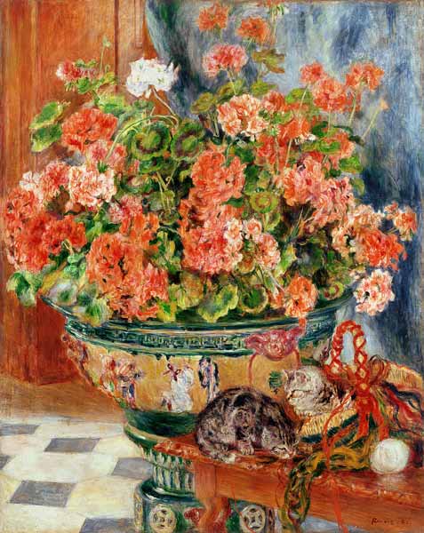 Geraniums and Cats from Pierre-Auguste Renoir
