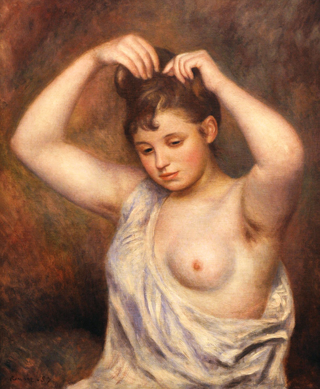 Woman Arranging her Hair from Pierre-Auguste Renoir