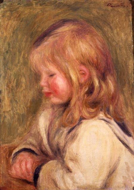 The Child in a White Shirt Reading from Pierre-Auguste Renoir