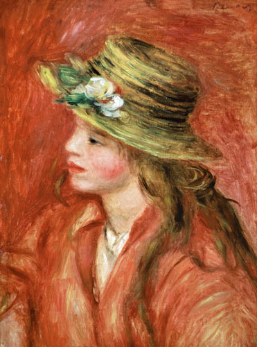 Young girl with straw hat from Pierre-Auguste Renoir