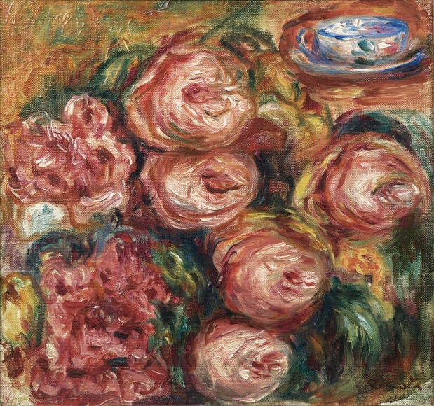 Composition with roses and a cup of tea from Pierre-Auguste Renoir