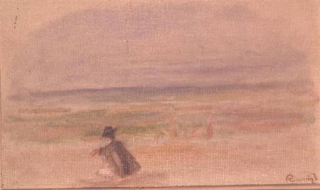 Man in Black Sitting on the Beach from Pierre-Auguste Renoir