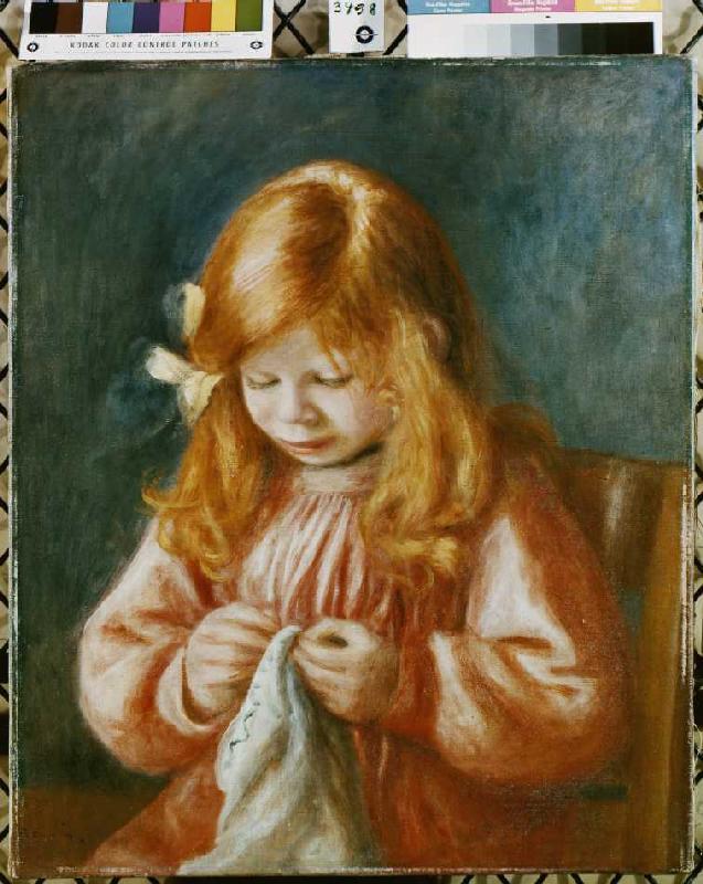 Sewing child. from Pierre-Auguste Renoir
