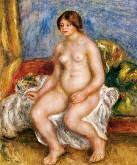 Nude Woman On Green Cushions from Pierre-Auguste Renoir