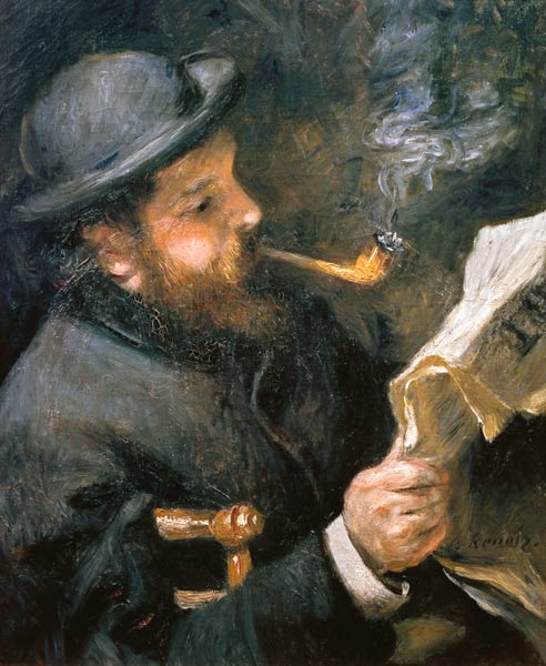 Claude Monet (1840-1926) reading a newspaper from Pierre-Auguste Renoir