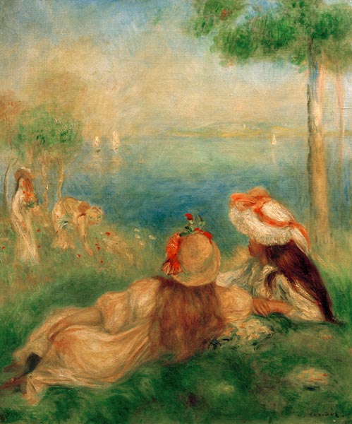 Young girls at the beach from Pierre-Auguste Renoir