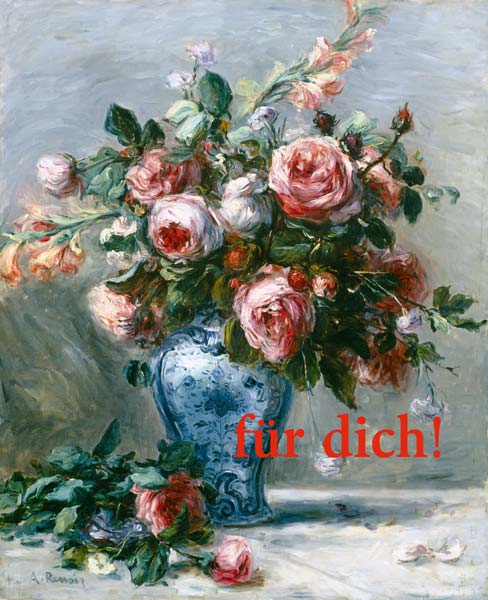 Vase mit Rosen mit Worten from Pierre-Auguste Renoir