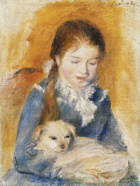 Young Girl with a Puppy from Pierre-Auguste Renoir