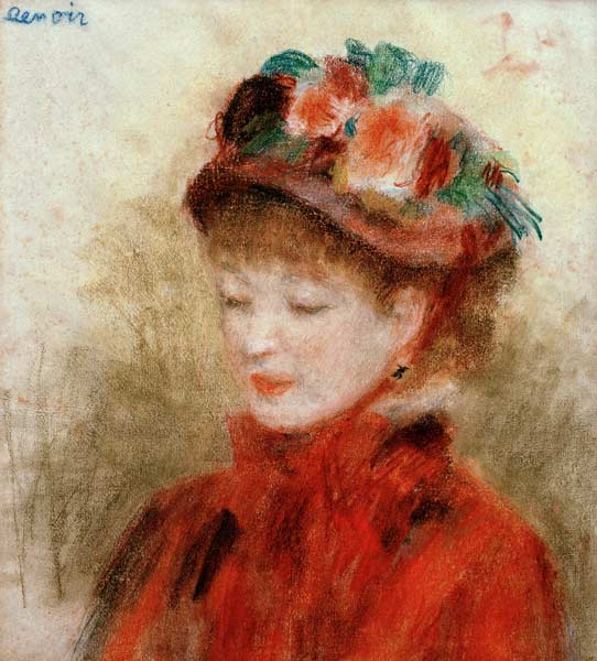 Renoir/Young woman wit.flower hat/c.1877 from Pierre-Auguste Renoir