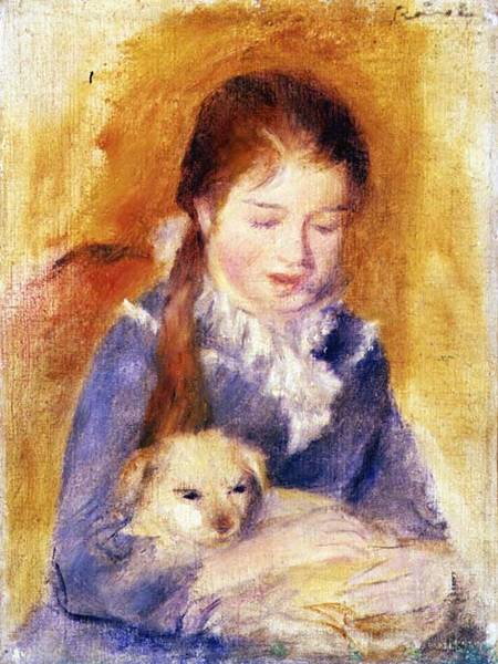 Young Girl with a Dog from Pierre-Auguste Renoir
