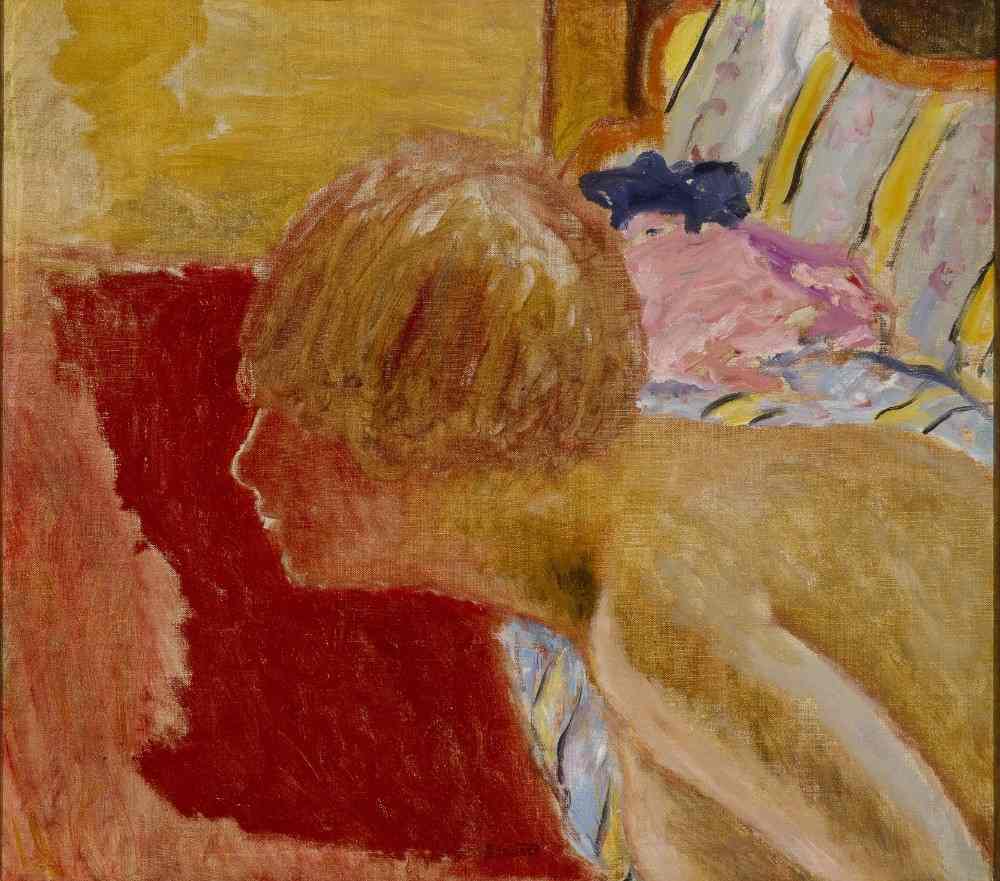 Bust in profile, red background from Pierre Bonnard