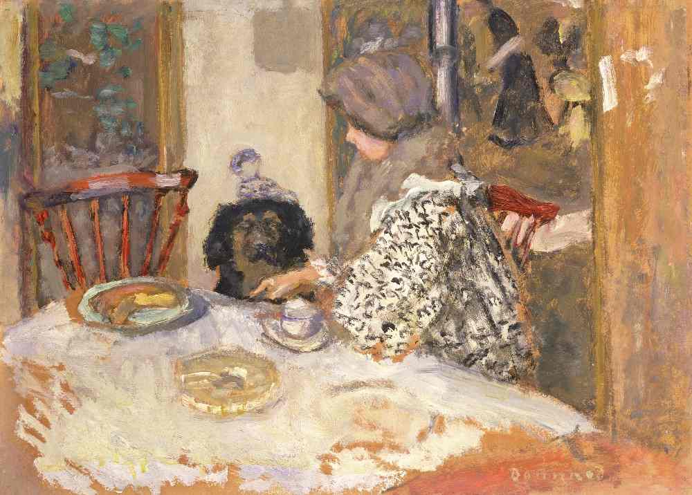 Woman with a Dog at the Table from Pierre Bonnard