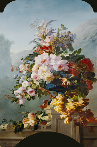 Roses and other flowers in a blue vessel. from Pierre Bourgogne