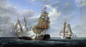 Combat between the French Frigate 'La Canonniere' and the English Vessel 'The Tr