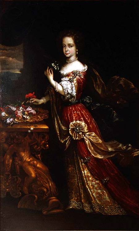 Portrait of a lady, possibly Henrietta Anne, Duchess of Orleans (1644-70), daughter of Charles I from Pierre Mignard