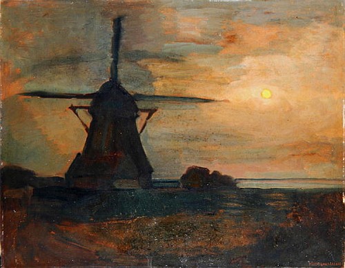 Oostzijdse Mill in Moonlight from Piet Mondrian