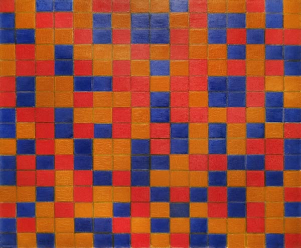 Composition with Grid 8; Checkerboard Composition with Dark Colours from Piet Mondrian